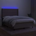 vidaXL Posteľ boxsping s matracom a LED sivohnedá 140x190 cm látka