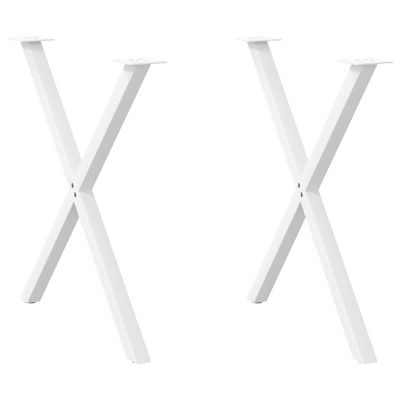vidaXL Nohy k jedálenskému stolu v tvare X, 2 ks, biele, 80 x (72-73) cm, oceľové