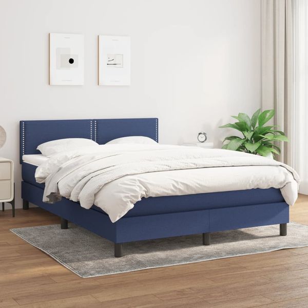 vidaXL Boxspring posteľ s matracom modrý 140x190 cm látka
