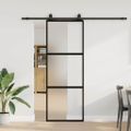 vidaXL Posuvné dvere s kovaním čierne 76x205 cm tvrdené sklo