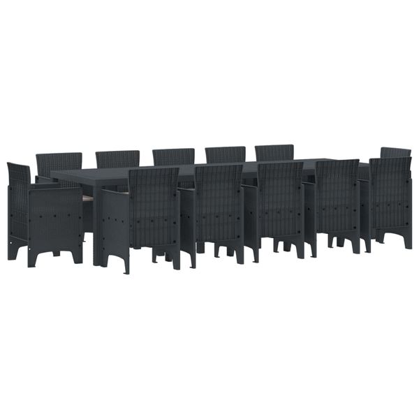 vidaXL Záhradný jedálenský set 13 pcs Antracit Syntetický ratan
