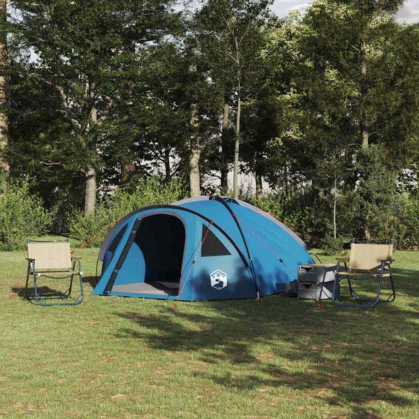 vidaXL Dómový stan 4 osoba 308 x 268 x 130 cm Vodoodolný Modrá taft