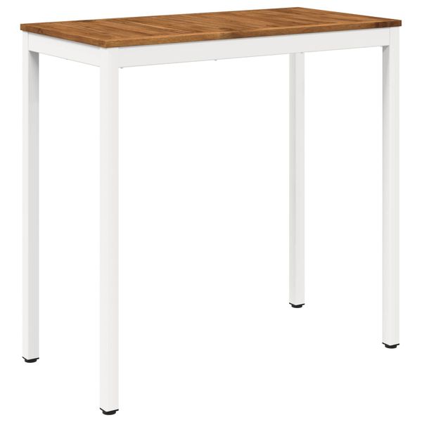vidaXL Záhradný barový stôl Prírodná a biela 108,5 x 55 x 105 cm