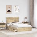 vidaXL Úložná posteľ Sonoma dub 135 x 190 cm Kompozitné drevo