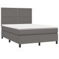 vidaXL Boxspring posteľ s matracom a LED sivá 140x200 cm umelá koža