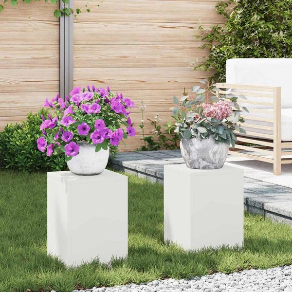 vidaXL Stojan na rastliny 2 pcs Biela 24 x 24 x 35 cm Oceľ