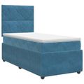 vidaXL Posteľ boxspring s matracom Modrá 90 x 200 cm Zamat