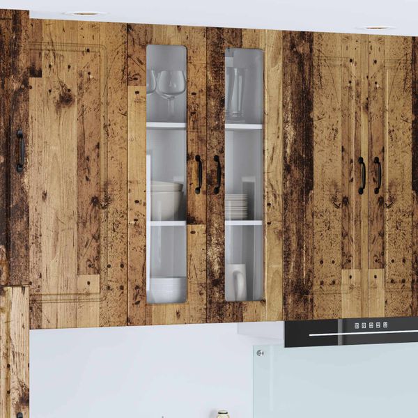 vidaXL Nástenný sklenený kabinet PORTO Staré drevo 60 x 31 x 100 cm