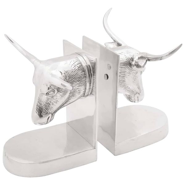 vidaXL Zarážky na knihy 2 pcs Strieborná 21,5 x 15,5 x 20 cm Hliník