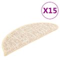 vidaXL Kobercové nášľapy na schody 15 ks krémové 65x21x4 cm