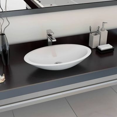 vidaXL Umývadlo z minerálneho/mramoroveho odliatku 59,3x35,1x10,7 cm biele