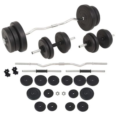 vidaXL Súprava závaží a tyčí barbell a dumbbell, 60 kg
