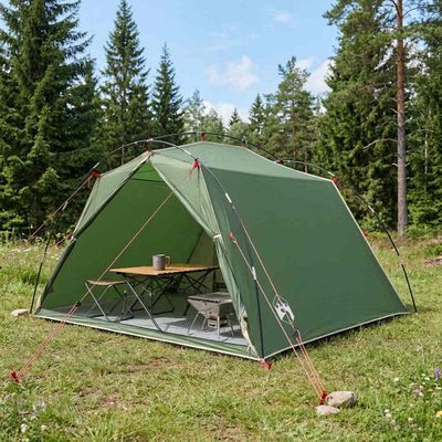 vidaXL Tunelový stan Zelená Pre 4 osoby 185T Polyester s PU náterom