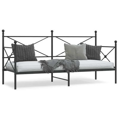 vidaXL Denná posteľ bez matraca Čierna 90x200 cm Oceľ