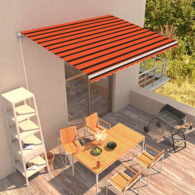 vidaXL Ručná zaťahovacia markíza 400x300 cm oranžová a krémová