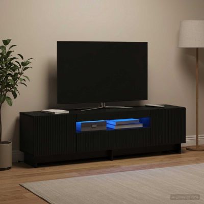 vidaXL LED TV kabinet Čierna Kompozitné drevo