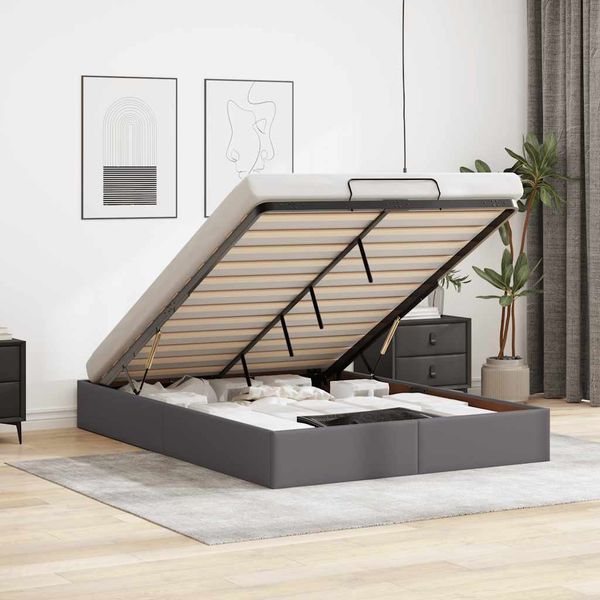 vidaXL Osmanský rám postele bez matraca sivá 140x200 cm umelá koža