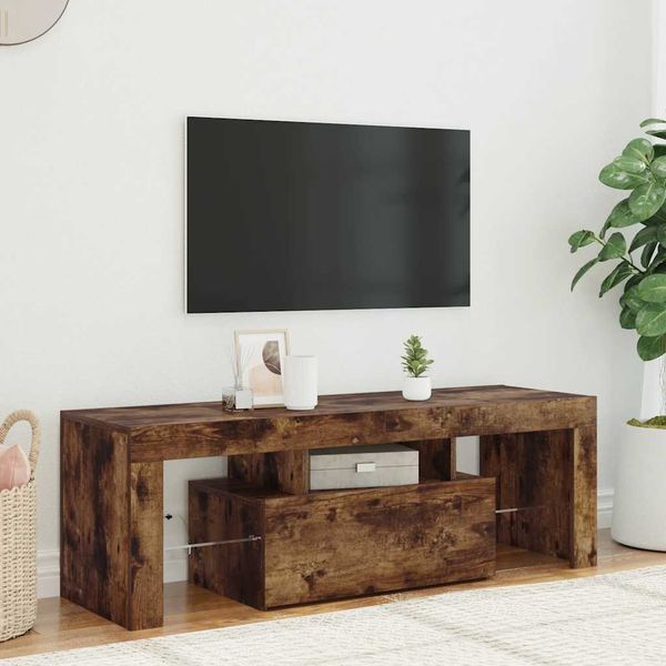 vidaXL TV skrinka s LED, tmavý dub 120x35x40 cm