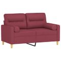 vidaXL 2-miestna pohovka s vankúšmi vínovočervená 120 cm látka