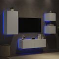 vidaXL 4-dielne TV nástenné skrinky s LED svetlami biele