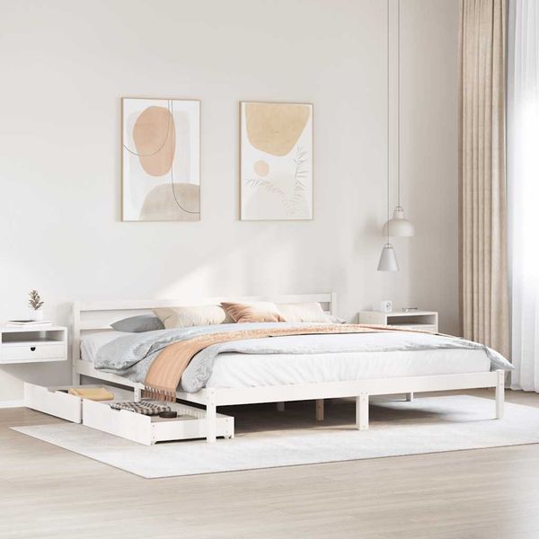 vidaXL Posteľ bez matraca biela 200x200 cm masívna borovica