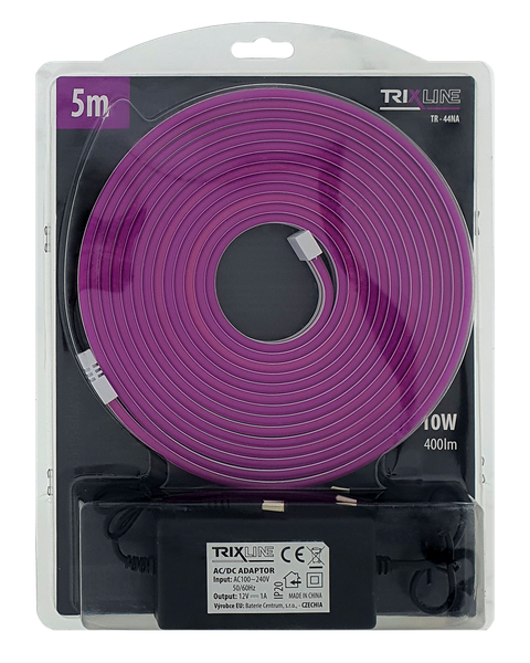 TR-44NA Flexibilný NEÓNOVÝ LED pásik - fialový 5m do zásuvky Trixline