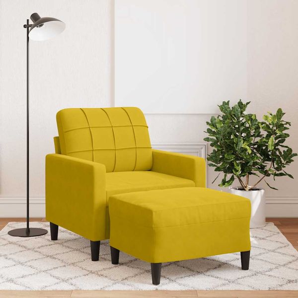 vidaXL Kreslo s podnožkou žlté 60 cm zamat