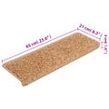 vidaXL Schodové rohože 15 ks 65x21x4 cm béžové s obdĺžnikovým okrajom