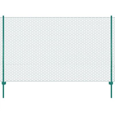 vidaXL Drôtené pletivo so stĺpikmi zelené 25x1,5 m oceľové