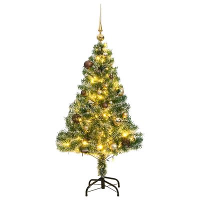 vidaXL Umelý vianočný stromček 150 LED, gule a vločky snehu 150 cm