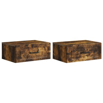 vidaXL Nástenná nočná skrinka 2 pcs Dymový dub 49 x 34,5 x 20 cm