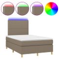 vidaXL Posteľ boxsping s matracom a LED sivohnedá 120x200 cm látka