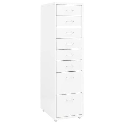 vidaXL Mobilná kartotéka biela 28x41x109 cm kov