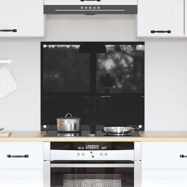 vidaXL Kuchynský obklad Čierna 70 x 60 cm tvrdené sklo