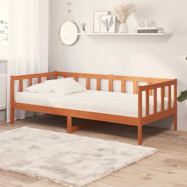 vidaXL Denná posteľ s matracmi Voskovo hnedá a biela 90 x 200 cm