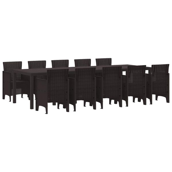 vidaXL Záhradný jedálenský set s vankúšom 11 pcs Hnedá Ratan