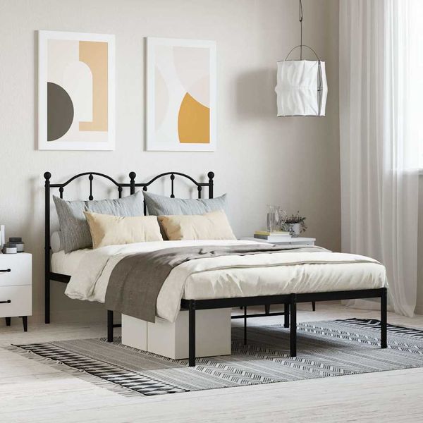 vidaXL Kovový rám postele s čelom čierny 120x200 cm