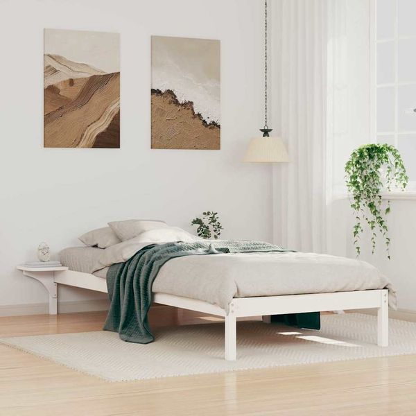 vidaXL Posteľový rám so stolíkmi Biela 90 x 220 cm