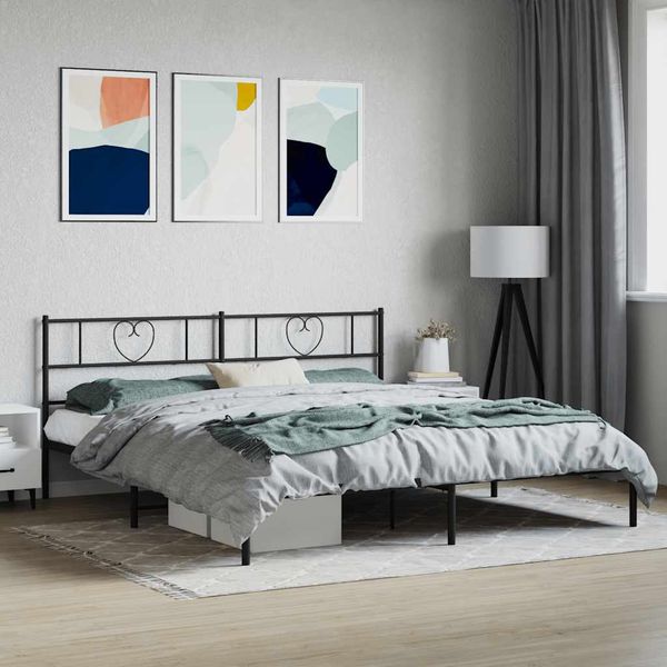 vidaXL Kovový rám postele s čelom čierny 180x200 cm