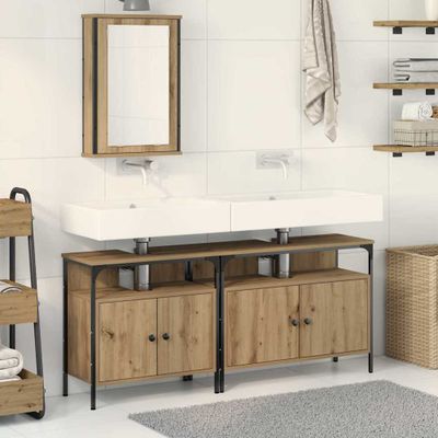 vidaXL Kúpeľňové umývadlové jednotky 3 pcs Hnedá Kompozitné drevo