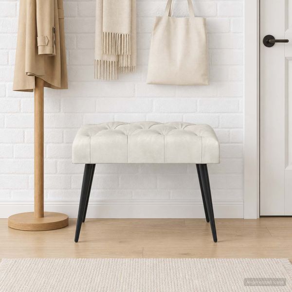 vidaXL Lavica s gombíkovým prešívaním Krémová 60 x 40 x 45 cm Zamat