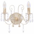 vidaXL Nástenná lampa s korálkami starožitná biela 2 x žiarovka E14