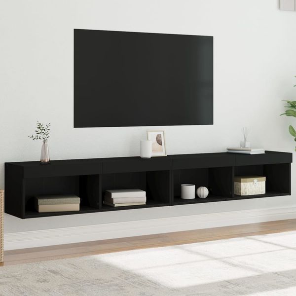 vidaXL TV skrinky s LED svetlami 2 ks čierne 100x30x30 cm