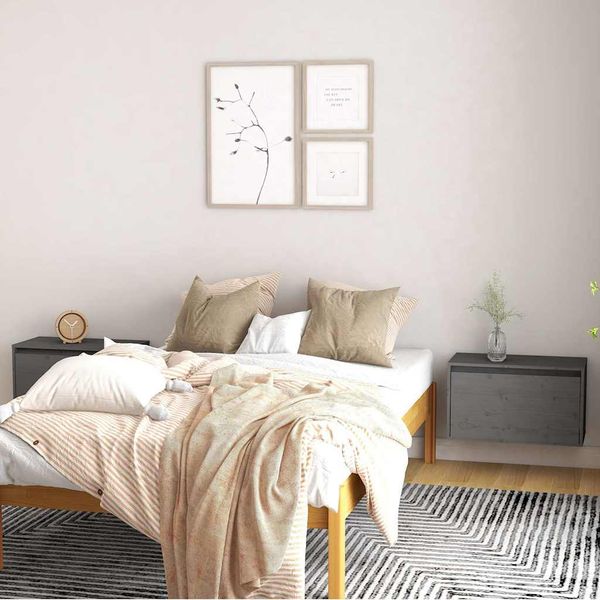 vidaXL Nástenné skrinky 2 ks sivé 60x30x35 cm masívna borovica