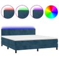 vidaXL Posteľný rám boxsping matrac a LED tmavomodrý 180x200 cm zamat