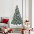 vidaXL Umelý vianočný stromček s 300 LED-i Zelená 180 cm PVC a oceľ