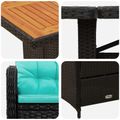 vidaXL Záhradná jedálenská súprava 7 ks Čierna a tyrkysová polyratan