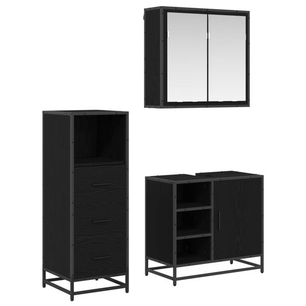 vidaXL Sada kúpeľňového nábytku 3 pcs Čierny dub Kompozitné drevo