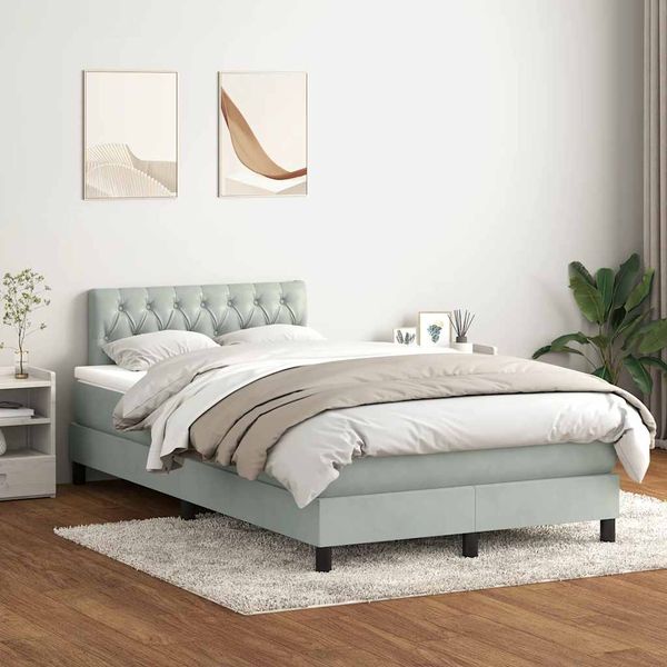 vidaXL Box Spring Posteľ bez matraca Svetlosivá 120x220 cm Zamat