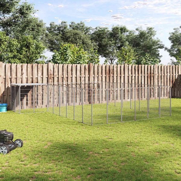 vidaXL Koterec pre psy strieborný 15,73 m² oceľ